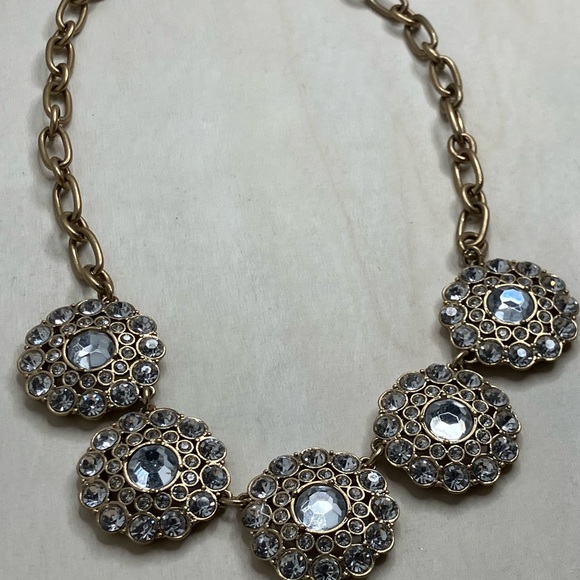 Designer J. Crew Gold Tone Crystal Rhinestone statement necklace ✨✨ - Picture 2 of 7